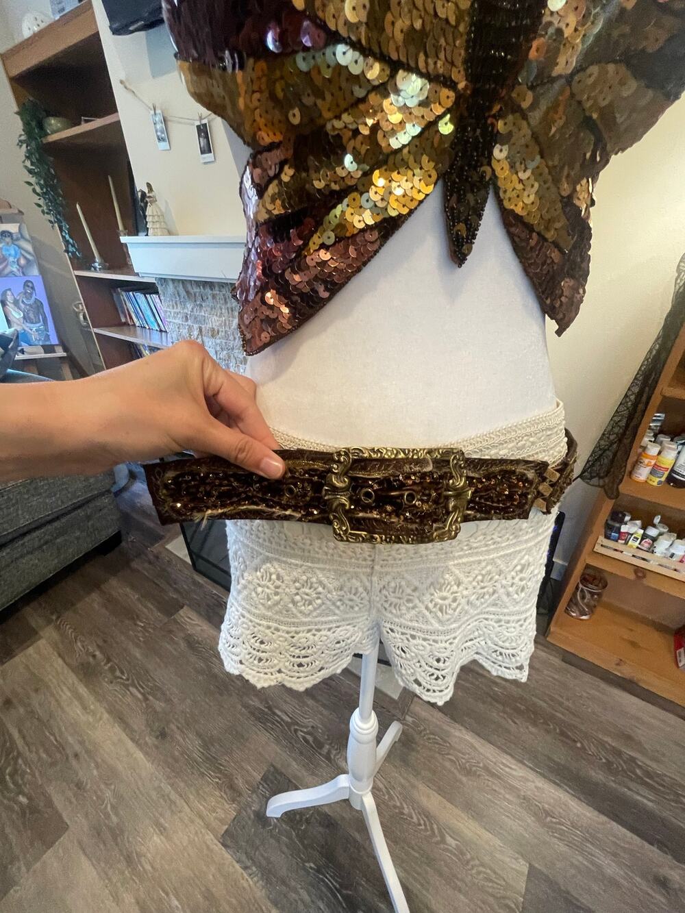 betsey johnson leather beaded belt
